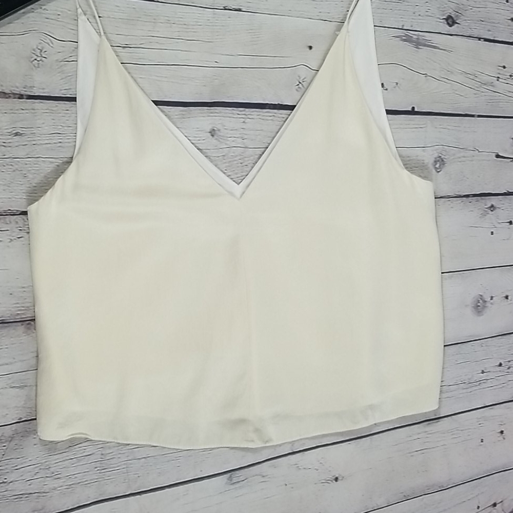 Alexander Wang Cream V-Neck Silk Tank Top